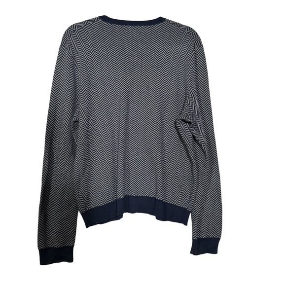 Tommy Hilfiger Cardigan Herringbone Navy Blue and White Size XL Academia Preppy - Picture 2 of 8
